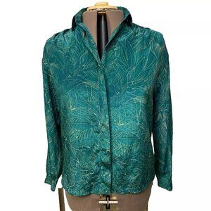 Pykettes. Size 10. Vintage Long Sleeve Shiny Green Blouse. USA. B76